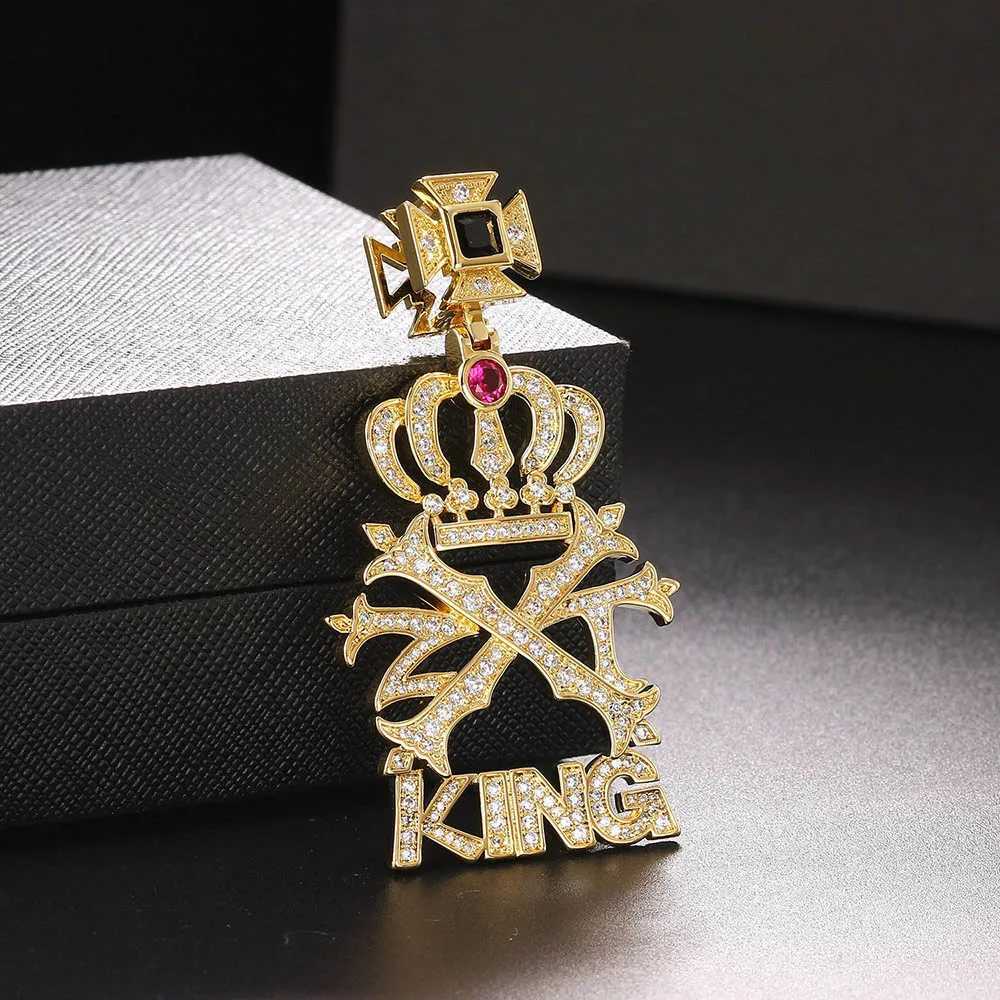 Hip Hop Out Pendant Necklace for Men Wen King Crown Pendants Stainless Steel Cuban Link Chain Punk ie Jewelry OHP114 X250224