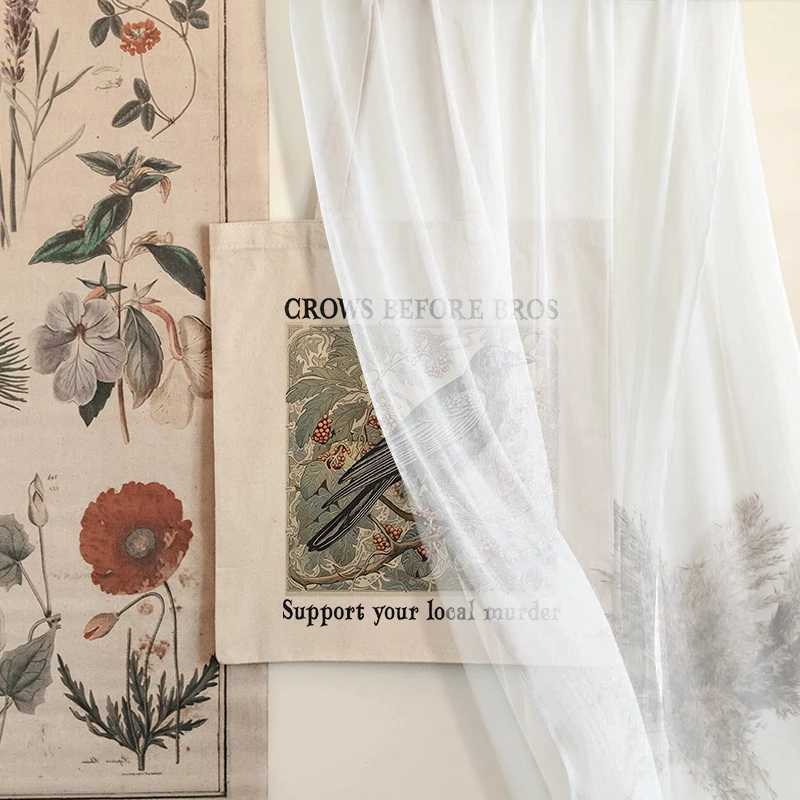 Funny Crows Before Bros Vintage Crow pattern Tote Bag Canvas Shoulder Bag For Travel Daily Commute Womens Reusable Shopping Bag Z250224