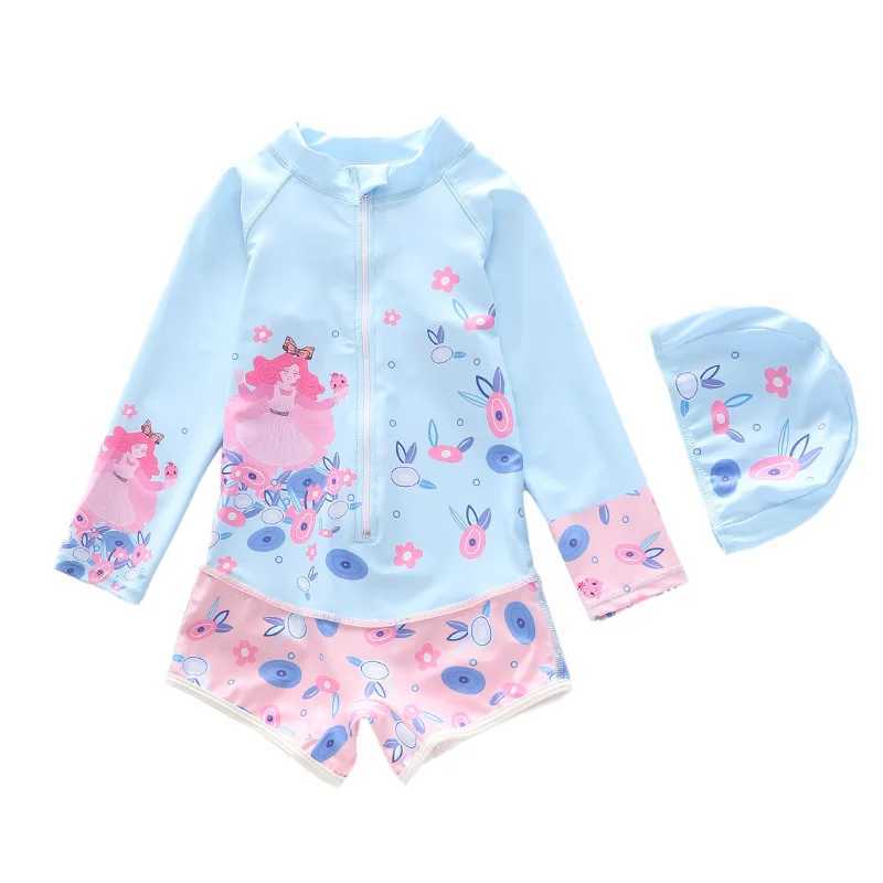 HappyFluent Sun Protection cartoon one-piece sleeping princess sized childrens swimsuit X250224