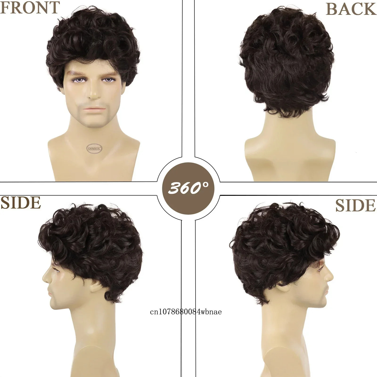 Male Wig Short Layered Synthetic Hair Brown Curly Wigs for Men Heat Resistant Natural Looking Daily Cosplay Costume Father Gifts 250224