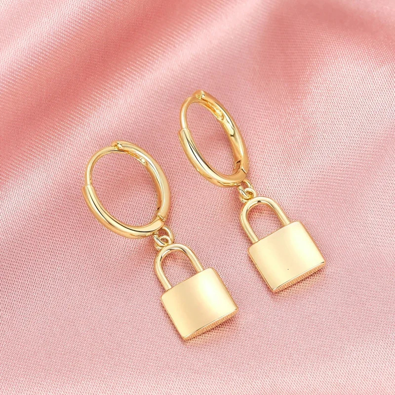 Huitan Novel Lock n Drop Earrings Fashion Gorgeous Y2K Ear Accessories for Women Charming Delicate Engagement Party Jewelry 250218