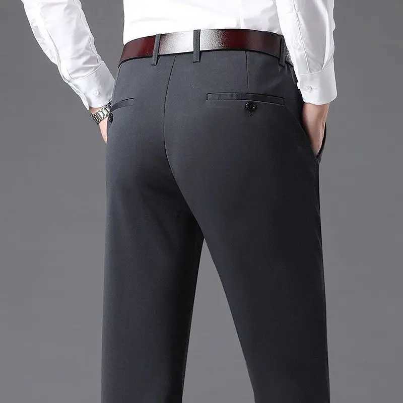 Fashion Men Business Suit Pants Korean Spring Summer Streetwear Male Clothes New Office Casual Solid Loose Straight Trousers 40 W250225