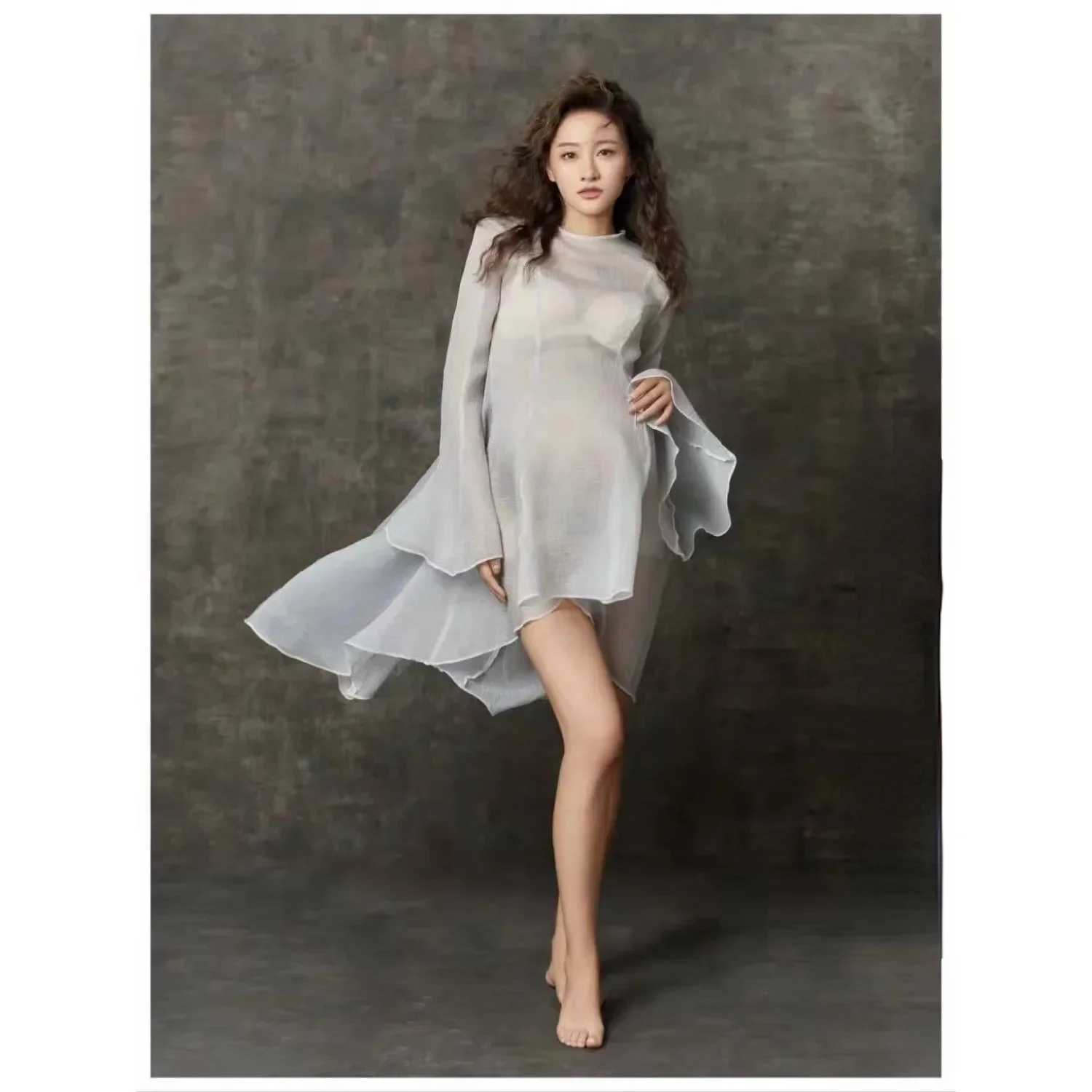 Women Photography Props Perspective Maternity Dresses Elegant Pregnancy Dress Studio Shooting Clothes Photo Props X2502241