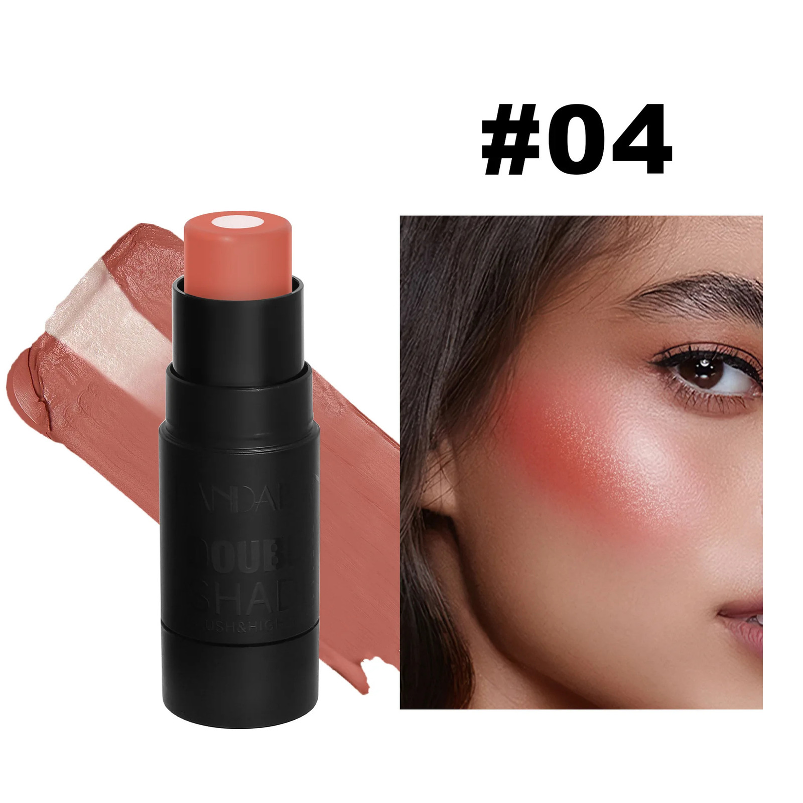 Handaiyan 2 In 1 Matte Glitter Face Blusher Smooth Cheek Velvety Blush Highlighter Stick Rouge Waterproof Contour Makeup 250224