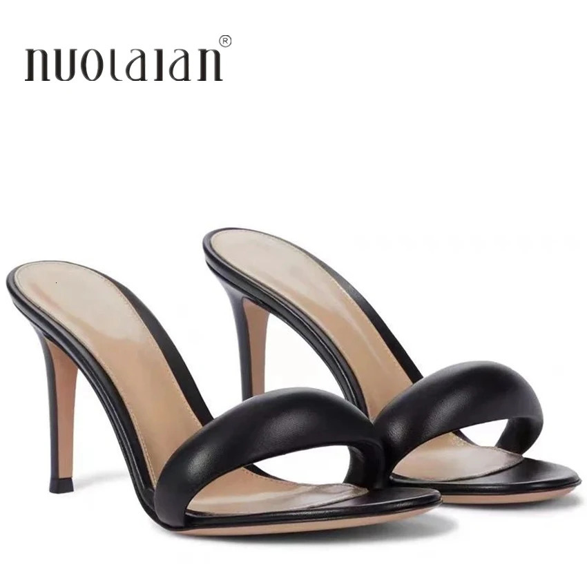2024 Sexy High Heels Slippers Round Peep Toe Sandal Shoe Slides Summer Pumps Shoes Women Fashion Mules Stiletto Sandals Woman 250224