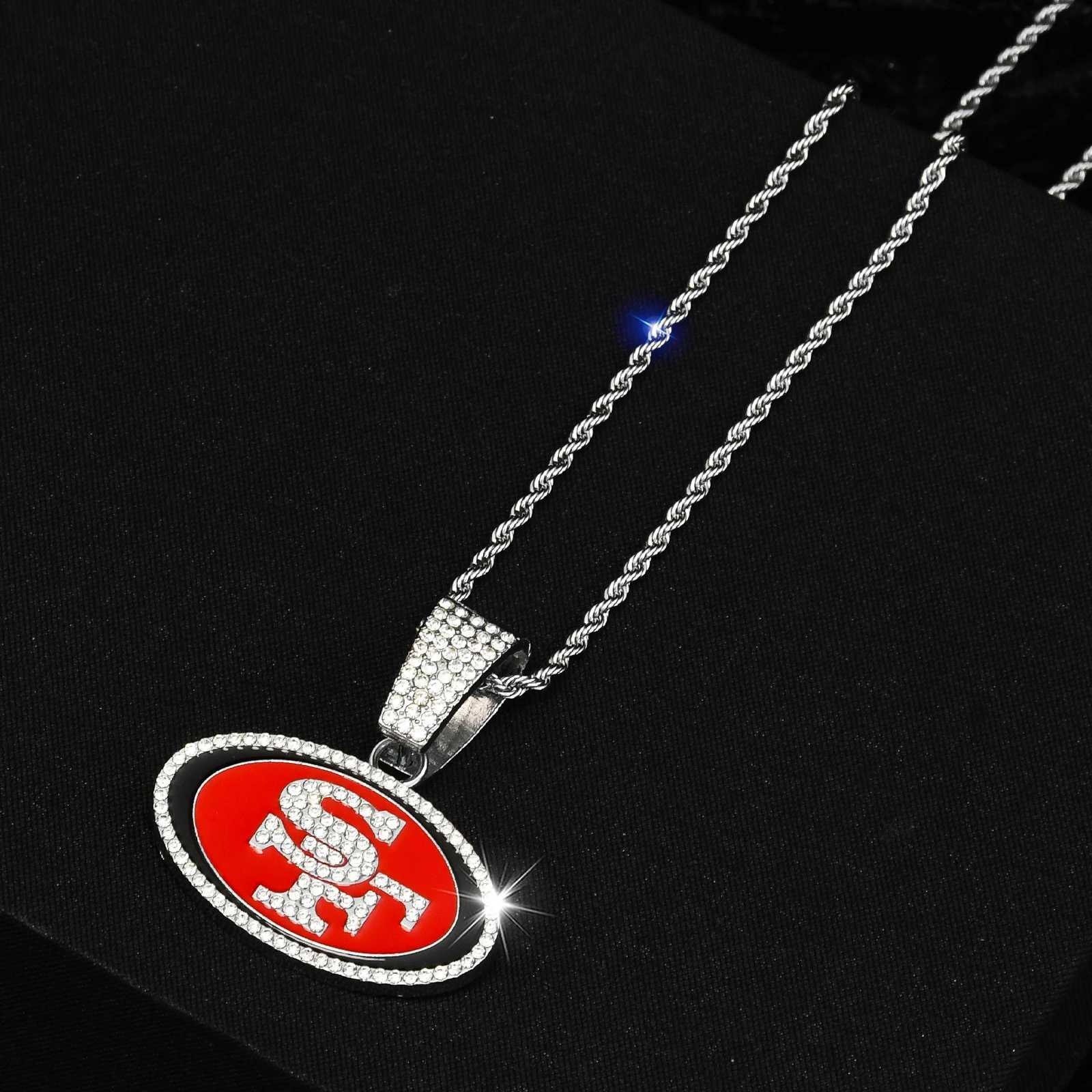 Red Color Sport Team SF Letter 24in Stainless Twist Chain Necklace Cheer on the Support Team X250224