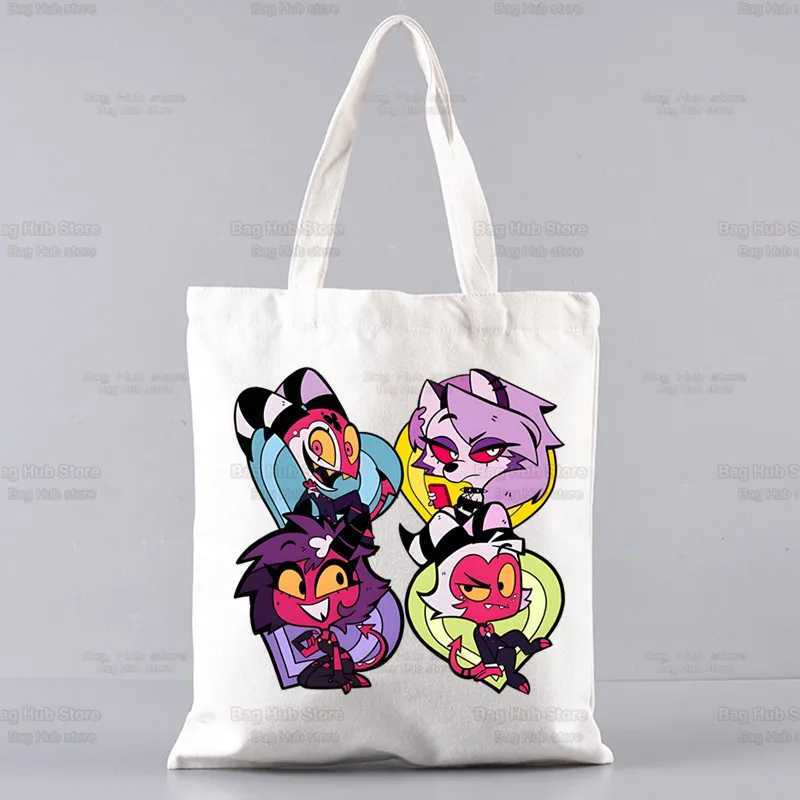 Cartoons Helluva Boss Women Shopping Bag Eco Reusable Female Tote Bag College Handbag Large Ladies Shoulder Shopper Bag Z250224