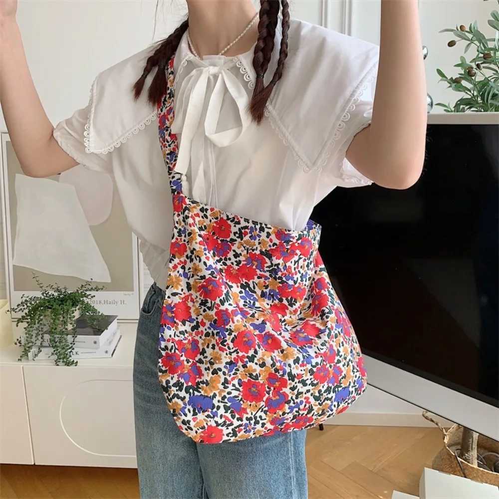 Leopard Print Shoulder Bag Fashion Large Capacity Floral Small Bags Striped Rose Canvas Bag Z250224