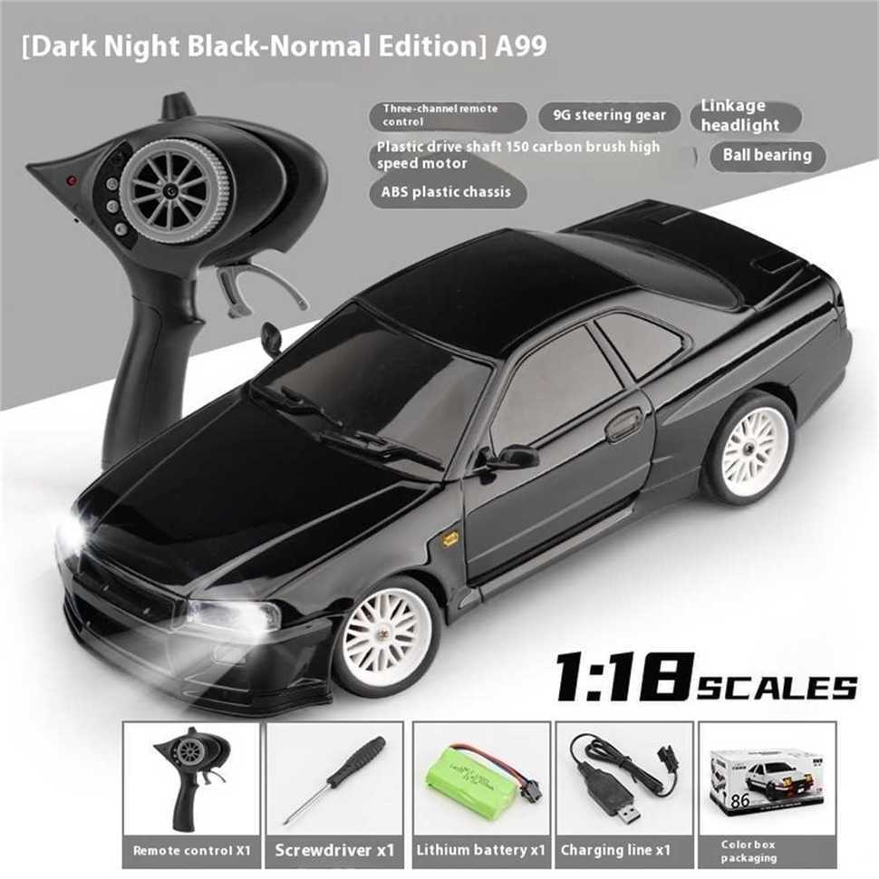 Ldrc Rwd Rc Car Drift Gtr R34 Gyro Led Light 1899/A99 Rtr 1/18 2.4g On-Road Full Proportional Alloy Body Shell Racing Vehicles M Yo88