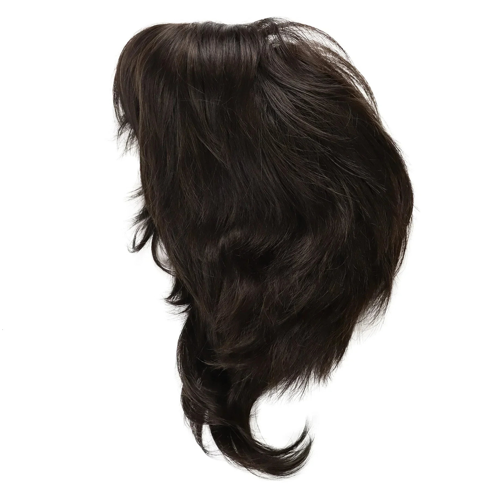 GNIMEGIL Synthetic Mullet Head Wig Natural Brown Wig for Man Boys Short Straight Wolf Tail Hair Cosplay Costume Anime Man Wig 250224