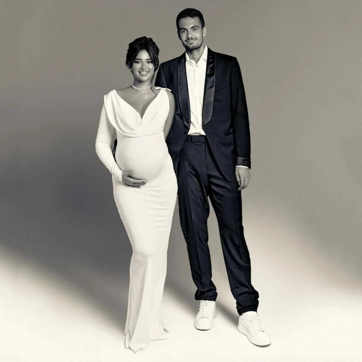 Sexy Bodycon Maternity Outfit Full Sleeve Stretchy Baby Shower Long Dresses X2502241