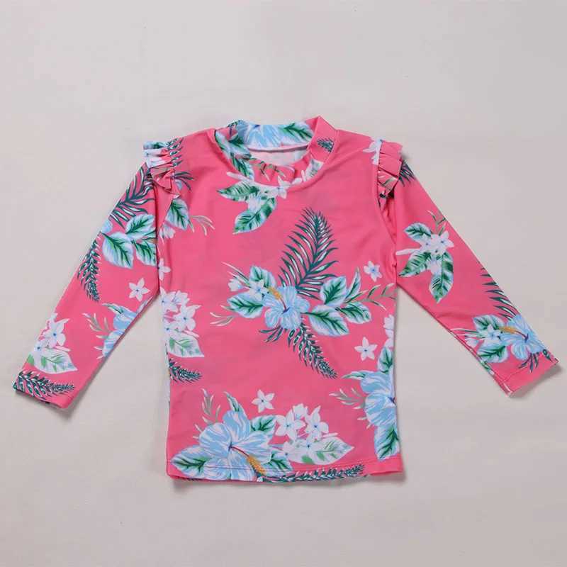 Girls two-piece set for children aged 2-11 long sleeved skiing swimsuit 2024 childrens cute printed swimsuit baby swimsuit X250224