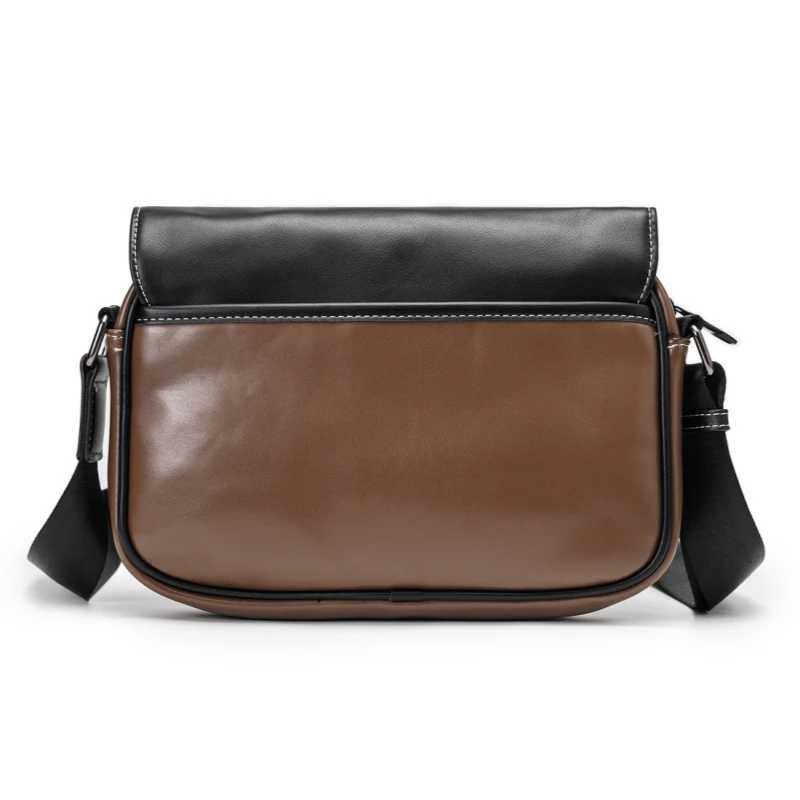 2025 New Mens Messenger Bag Fashion Patch Work PU Leather Cross Body Bag Mens Shoulder Bag Square Backpack Strap Bag Handbag Z250225