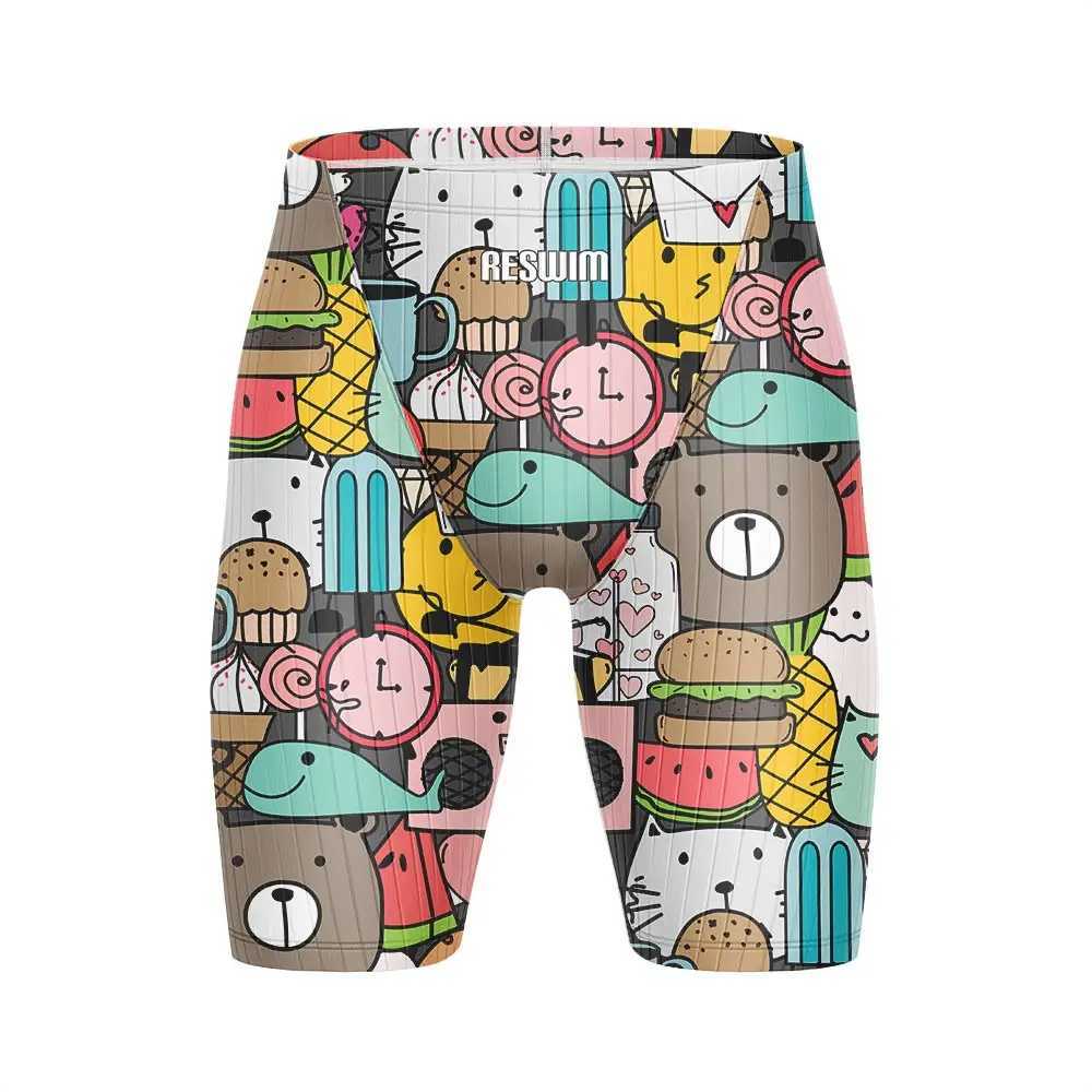 2025 Summer Mens Swim Jammer Swimsuit Shorts Funny Athletic Training Swimming Trunks Bathing Suit Lycra GYM Surfing Diving PantsXJ250224