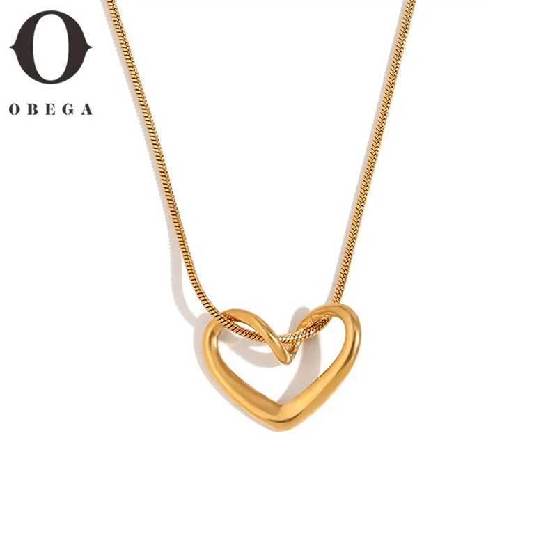 Obega Ins Outline Pendant Necklace For Wen Elegant Hollow Out Small Gold Color Chain Choker Daily Wear Girl Gift X250224