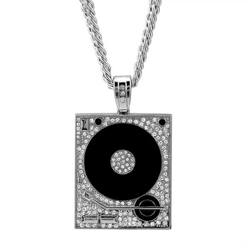 Exquisite Fashion Dj Phonograph Pendants Silver Color Chain Mens Fashion Hip Hop Long Necklace Street Party Pr Jewelry X250224