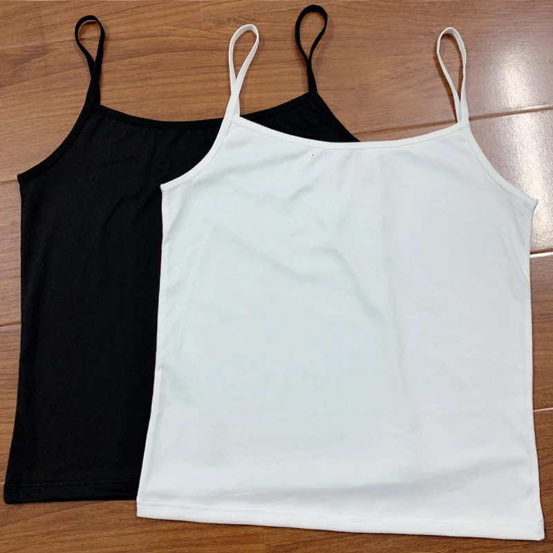 Women Camisoles Summer Sexy Strap Cotton Sleeveless Thin Camisole Vest Solid Top Simple Base Vest Tops Female Undies 250224
