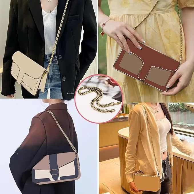 Iron Flat Chunky Gold Chain Strap for Replacement Purse Shoulder Bag Handbag StrapsCompatible with Nolita 19/Tabby 26/Georgie 250224