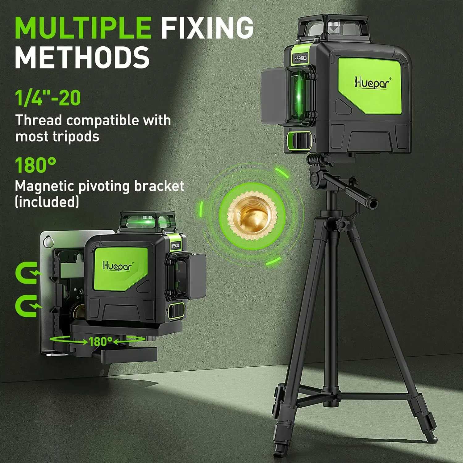 Huepar 8 Lines Laser Level 360 Cross Line Self-leveling Horizontal Vertical Line Laser Tool With Laser Receiver and Tripod X250225