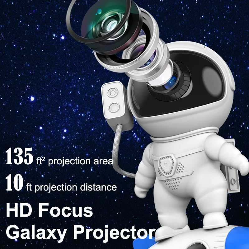 Rocket Astronaut Galaxy Projector Night Light Lamp And 13 Film Pieces Sky Projector 360 Rotate Planetarium For Kids Bedroom Z250225