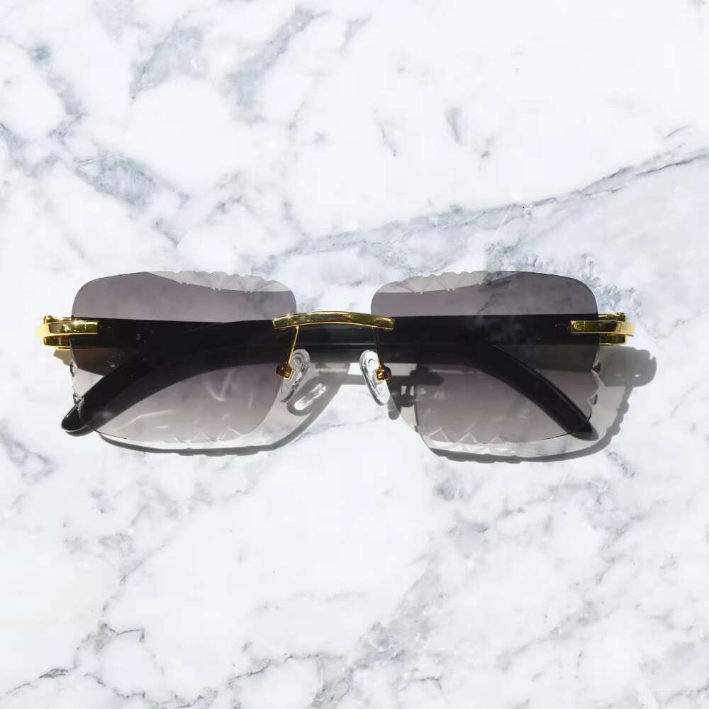 2022 Womens Black Buffalo Horn Sunglasses Rimless