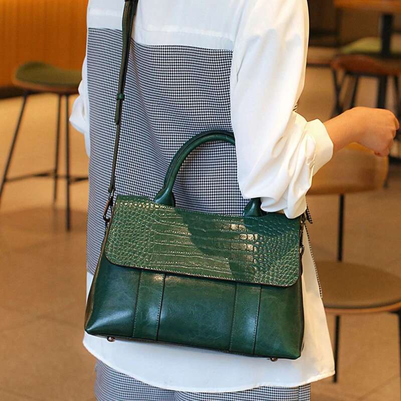 Hifashion Crocodile Pattern Genuine Leather Tote Handbags For Women 2025 Trend Designer Commuting Ladies Shoulder Messenger Bags