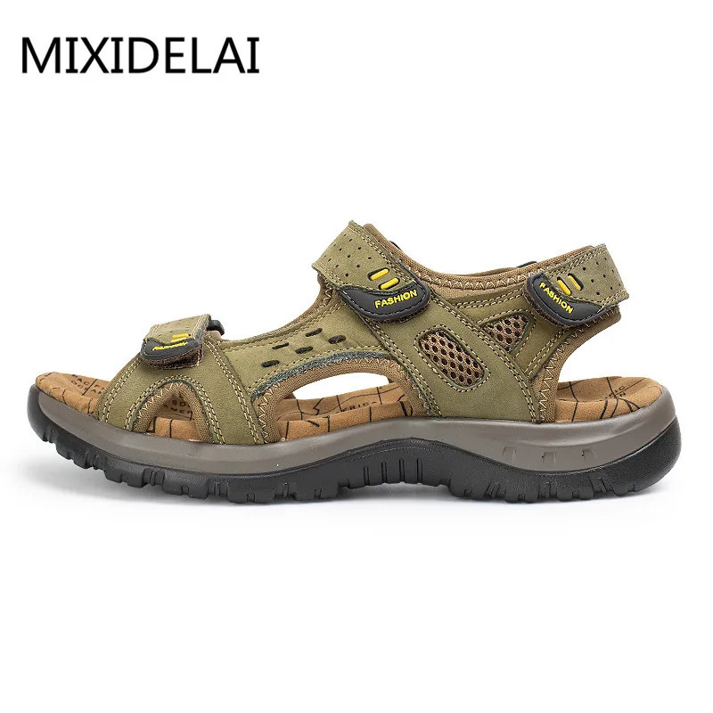 Fashion Summer Leisure Men Shoes Beach Sandals High Quality Genuine Leather Sandals Soft Large Size Mens Sandals Size 38-48 250224