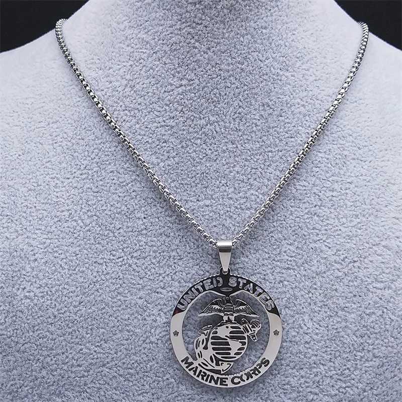 United States Marine Corps Pendant Necklace Stainless Steel Silver Color Cmemorative Necklaces Jewelry chain hm N6183 X250224