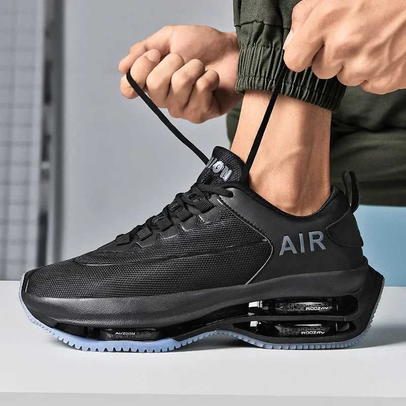 Breathable Men Running Shoes High Elasticity Air Cushion Gym Trainers Outdoor Sport Shoes Thick Sole Platform Jogging Sneakers X250224