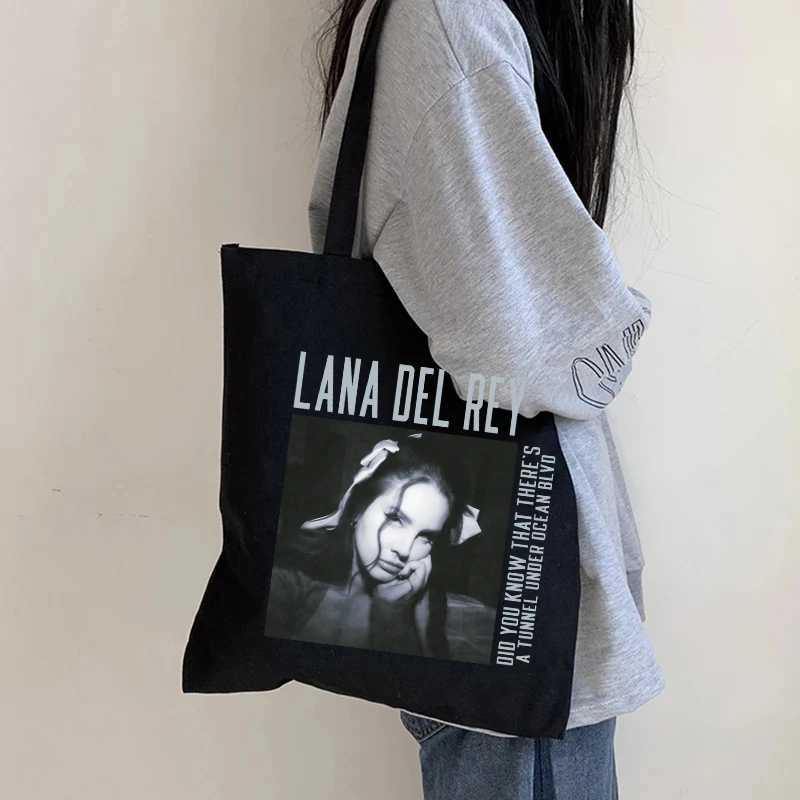 90s Lana Del Rey Ldr Shopping Bag Ecological Manga Handbag Harajuku Shopping Bag Womens Canvas Shoulder Bag Large Capacity Z250224