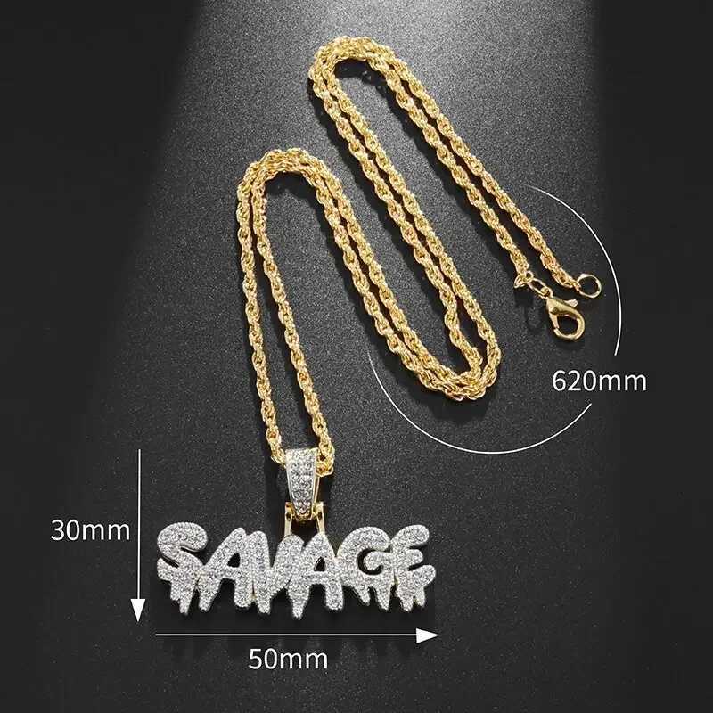Classic Fashion Necklace Mens and Hip Hop Punk Letter Micro Inlaid Sliding Pendant Long Necklace X250224