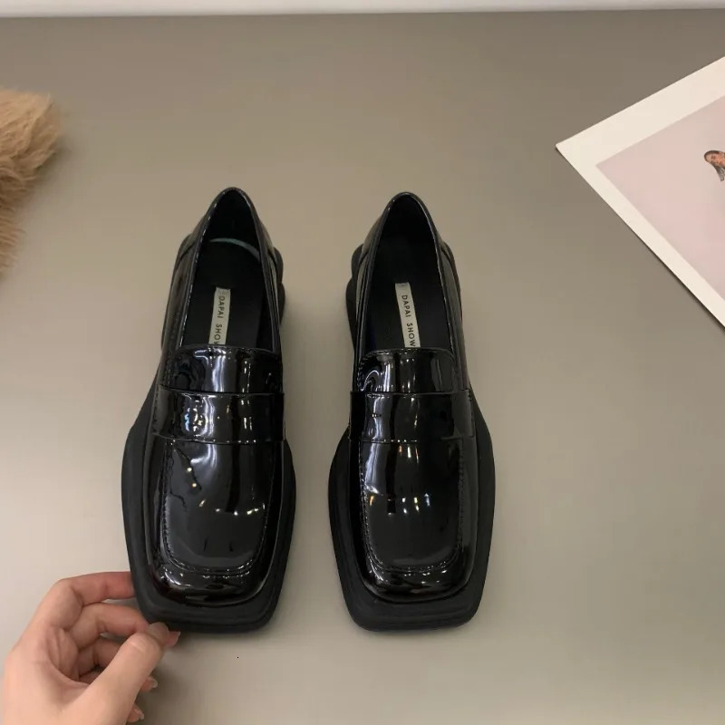 Women Loafers Fashion Square Toe Platform Moccasins Ladies Pumps Evening Party Heel Shoes Ladies Casual Solid Shoe 250224
