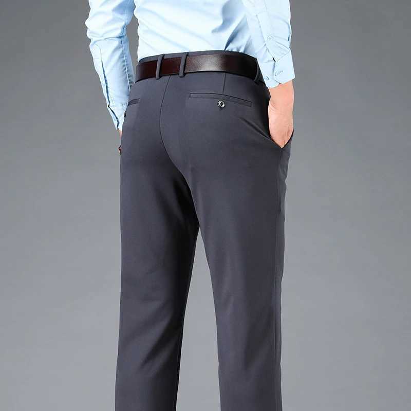 Spring Autumn Mens Smart Casual Pants Black Navy Blue Suit Pants Office Male Trousers Big Size Elegant Sports Straight Pants W250225