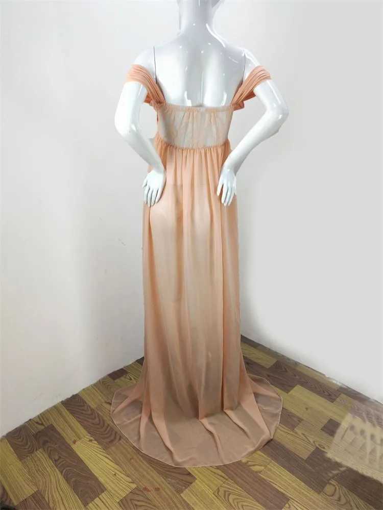 Lace Chiffon Wedding Dress Maternity Summer Photo Front Split Gown Pregnant Women Baby Shower Shoot Photography Prop Clothes New X250224