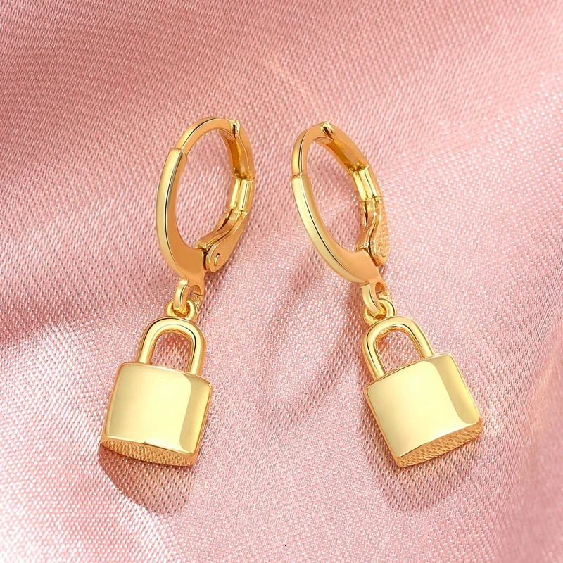 Huitan Novel Lock n Drop Earrings Fashion Gorgeous Y2K Ear Accessories for Women Charming Delicate Engagement Party Jewelry 250218