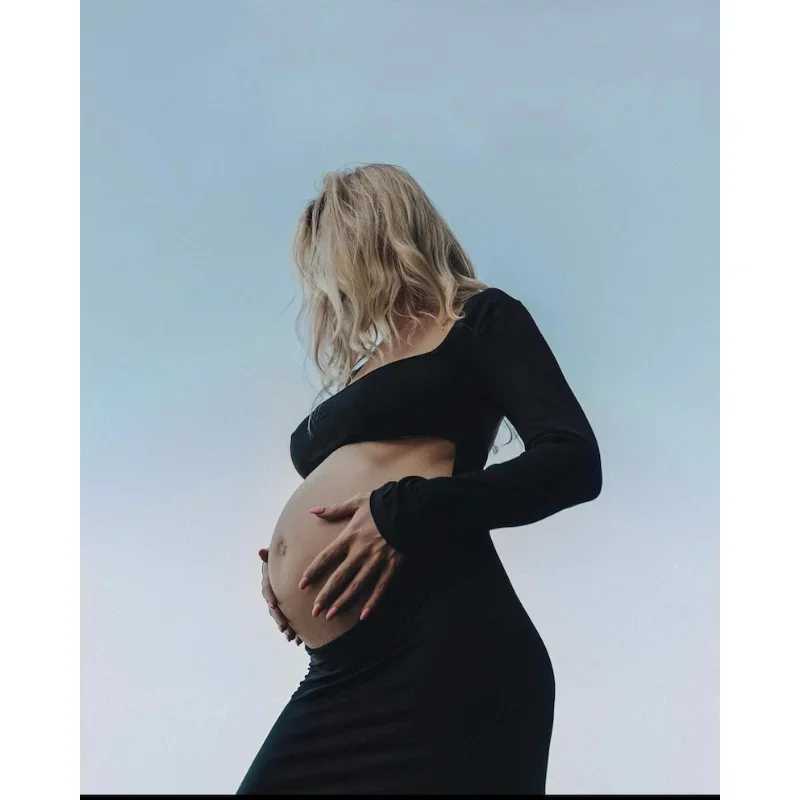 Maternity Women Open Belly Stretchy Dress Long maternity dress PhotoShoot dress for pregnant vestidos para embarazadas X250224