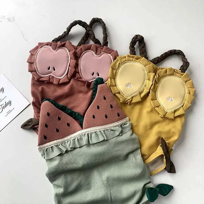 Baby Girls One-piece Swimwear Cute Cartoon Fruit Sling Swimsuit Bikini Beachwear Kids Bathing Suit Vacation Swimming Clothes X250224
