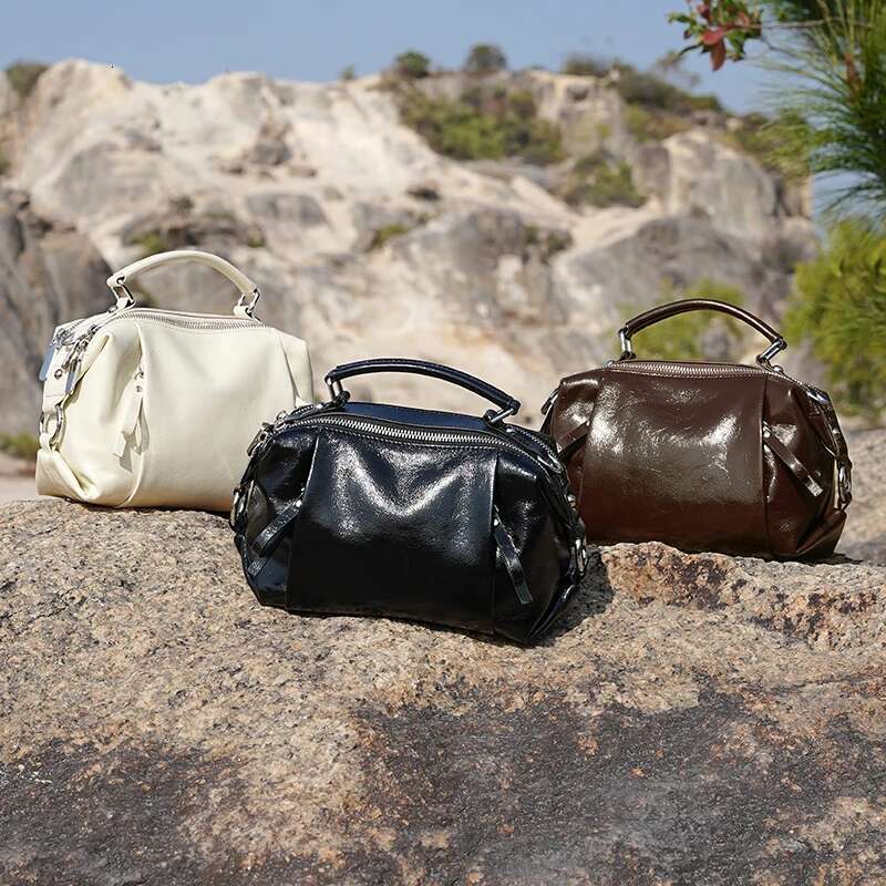 Hifashion Vintage Genuine Leather Pillow Shoulder Crossbody Bags For Women 2025 Designer Top Handle Tote Ladies Handbags