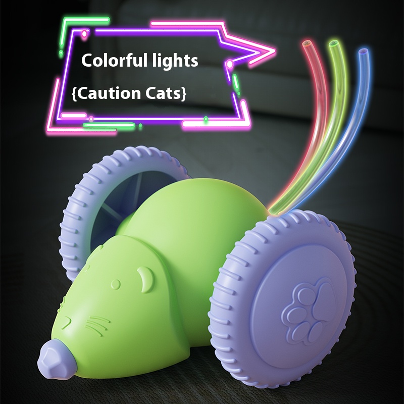 Pet Automatic Cat Mouse Toy Smart Moving Mice Electric Interactive Cat Toys for Indoor Cat with LED Lights;Smart Sensing Moving Electric Cat Toys, USB