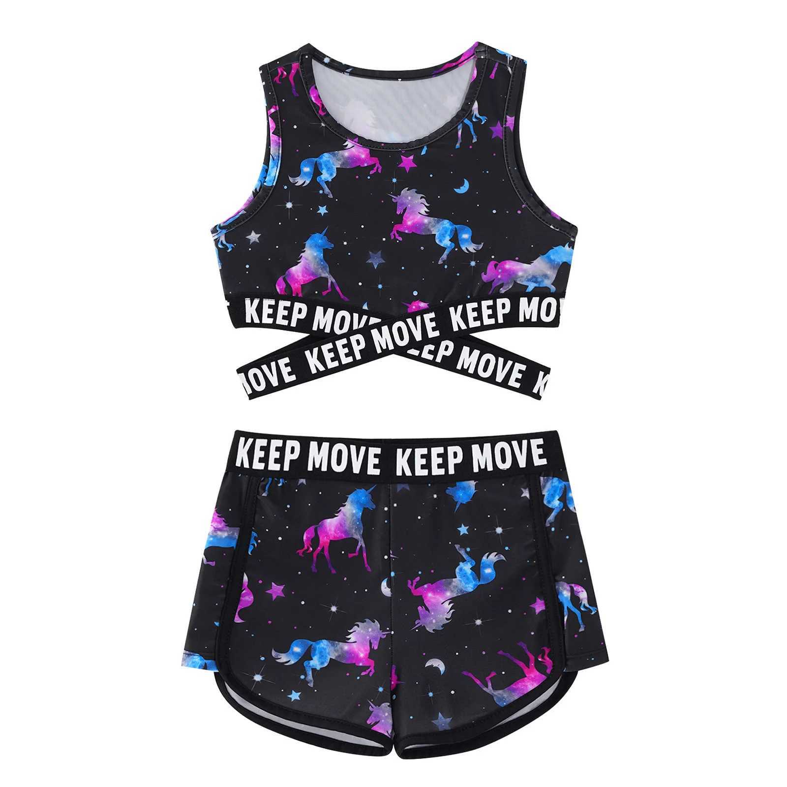 Kid Girls 2PCS Bikini Sets Swimwear Children Swimsuit Bathing Beachwear Costumes Round Neck Sleeveless Crop Tops with Shorts X250224