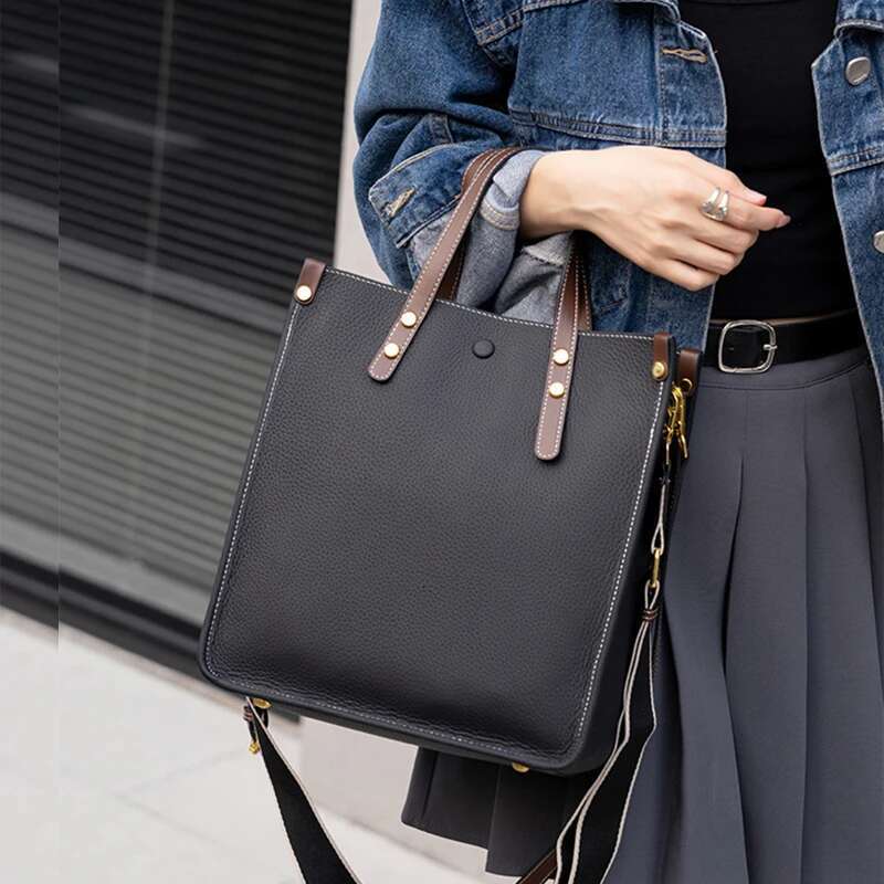 Hifashion 3 Layers Genuine Leather Vertical Tote Handbags For Women 2025 Trend Designer Big Work Ladies Shoulder Crossbody Bags