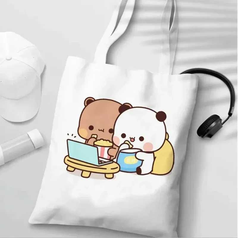 Bubu Dudu Anime Women Shoulder Bags No Zipper Canvas Tote Bag Large Capacity Shopping Shopper Handbag Lightweigh Girl Handbags Z250224