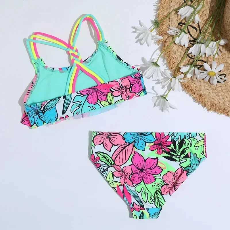Womens two-piece printed swimsuit childrens beachwear swimsuit from 4 to 16 years old Dropship 2023 X250224