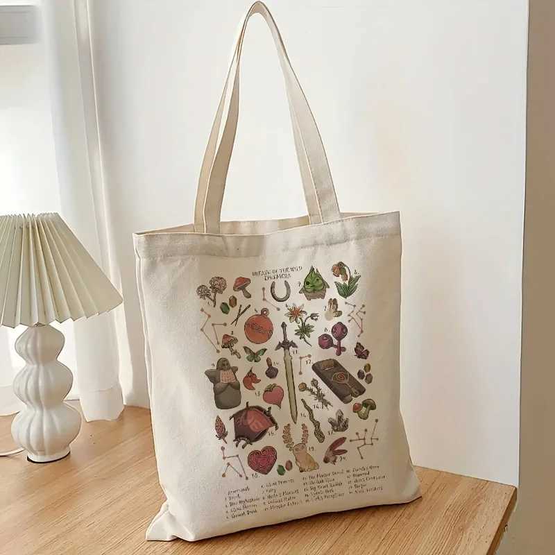 Canvas shopping bag portable shoulder bag stylish large capacity daily handbag Z250224