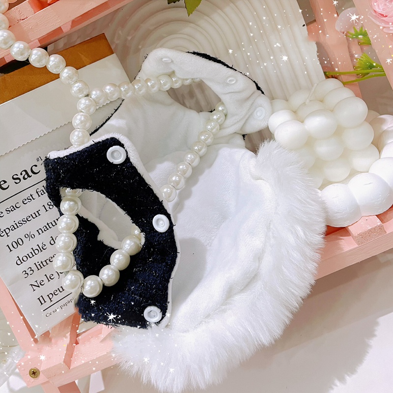 Winter Pure Cotton Dog Dress with Butterfly Flower Decoration, Wool Skirt Hem, Thick Dog Dress for Cold Weather, Suitable for Small and Medium-sized D