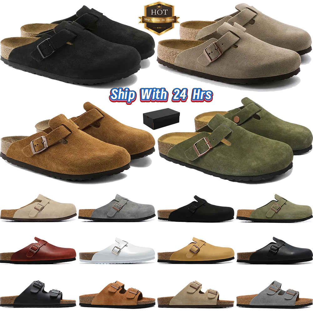 Designer slides slippers clogs sandals for men women black brown chestnut taupe sude leather slipper buckle sandal sliders outdoor comfortable womens mens shoes