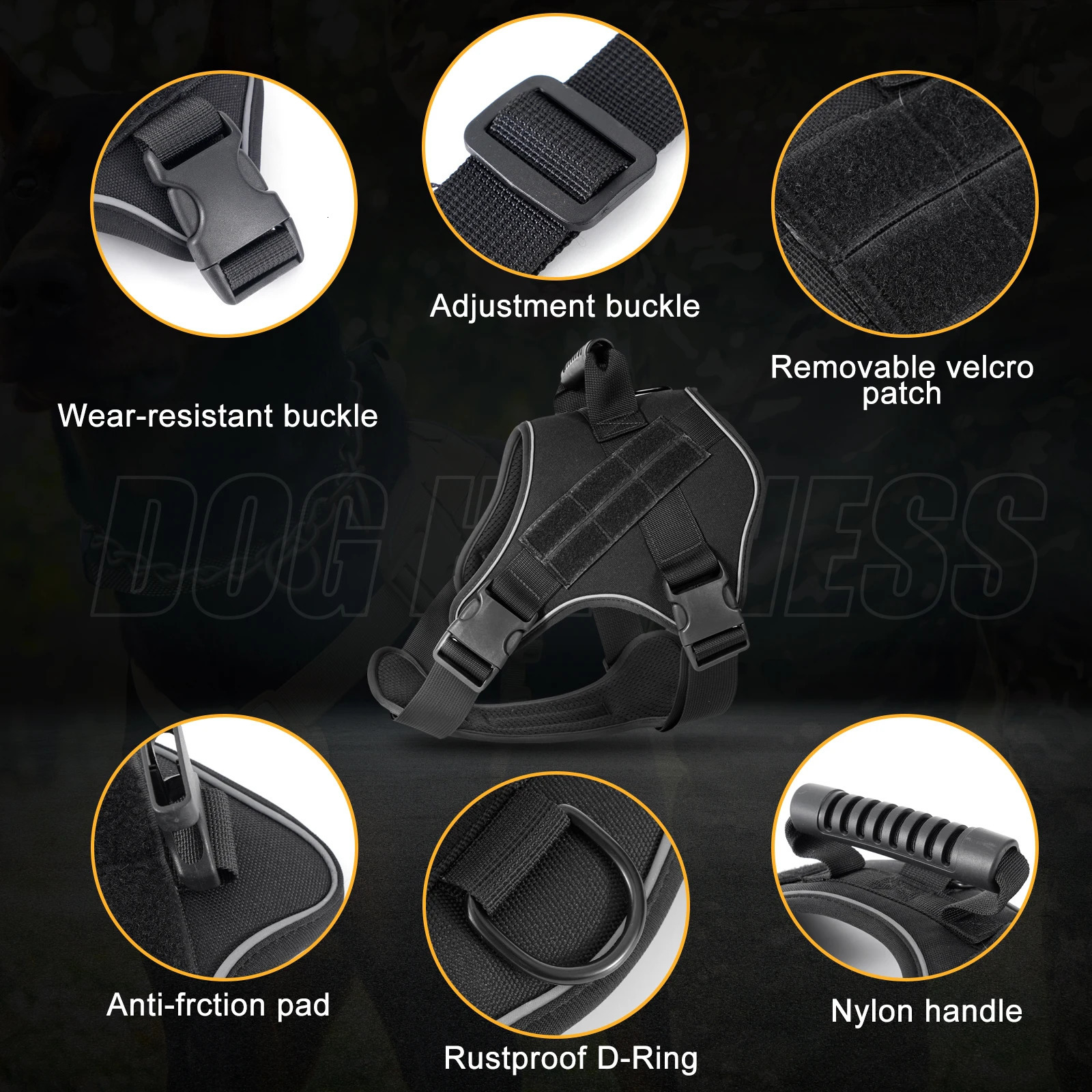 Tactical Dog Harness Pet Doberman Pinscher Pet Training Vest Dog Harness for Small Medium Large Dogs Explosion Proof 250224