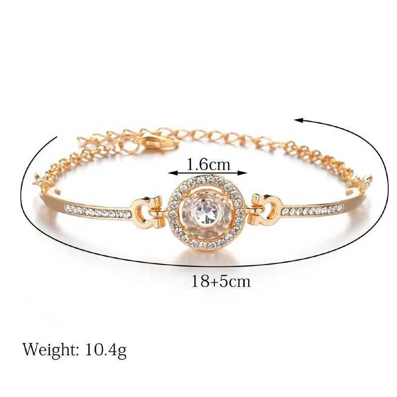 Luxury Round Big Zircon Bracelet Korea Fashion Adjustable Gold Color Zinc Alloy Rhinestone Bracelet for Women JewelryXJ250225