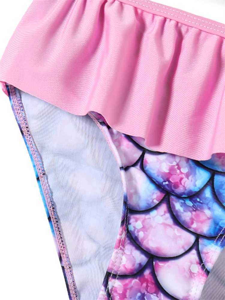 Girls Kids Swimsuit 2025 New Fish scale pattern Long Sleeves Children Swimwear Summer 2 Piece Shorts Beach Bathing Suit Swimming X250224