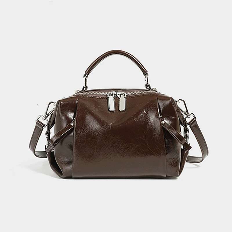 Hifashion Vintage Genuine Leather Pillow Shoulder Crossbody Bags For Women 2025 Designer Top Handle Tote Ladies Handbags